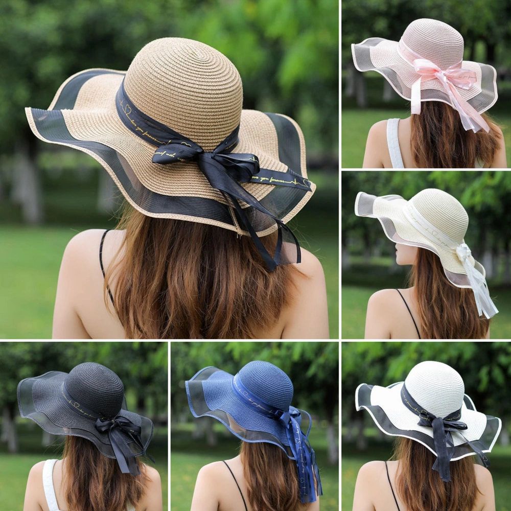 Sun Hat Color Block Bow Summer Korean Style Dome Hat Headwear 