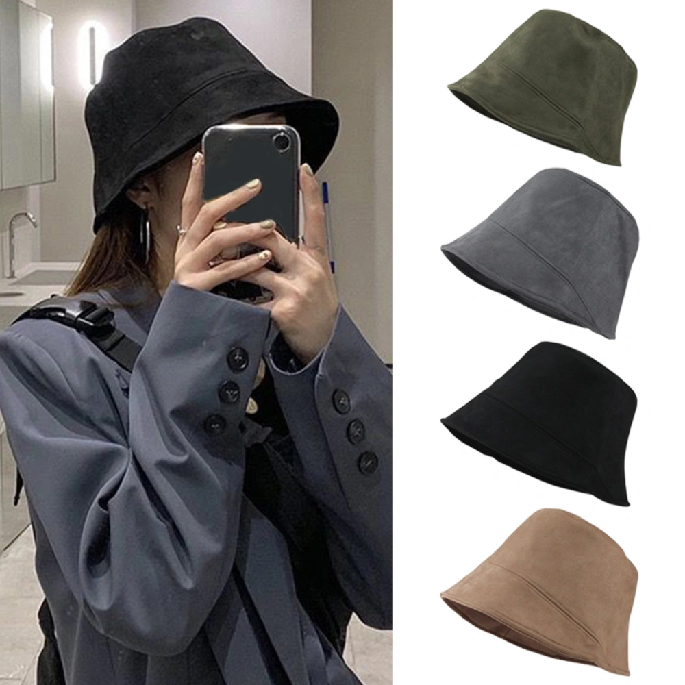 Irregular Brim Solid Color Bucket Hat Women Spring Autumn Suede Basin Hat