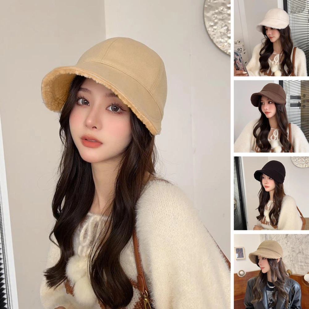 Winter Peaked Hat Adjustable Fleece Double Sided Solid Color Thick Keep Warm Long Brim Washable Women Baseball Hat Women Accessory