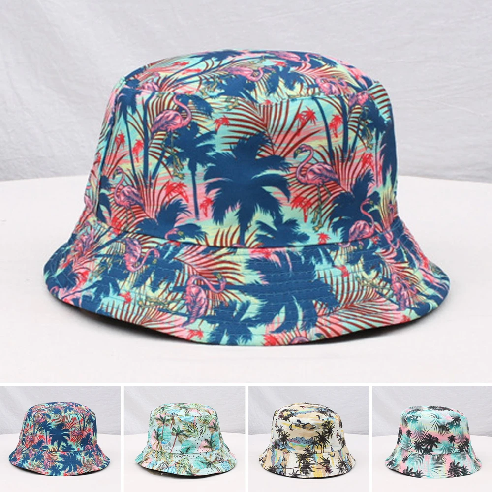 Summer Fisherman Hat Floral Print Deep Double-sided Vintage Unisex Sunscreen Portable Rich Colors Summer Sun Hat Headwear