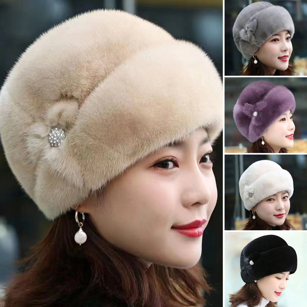 Winter Warm Hat Windproof Ultra-Thick Solid Color Super Soft Non-Fading Keep Warm Wear Resistant Women Warm Imitation Fur Hat Winter Accessories for Lady