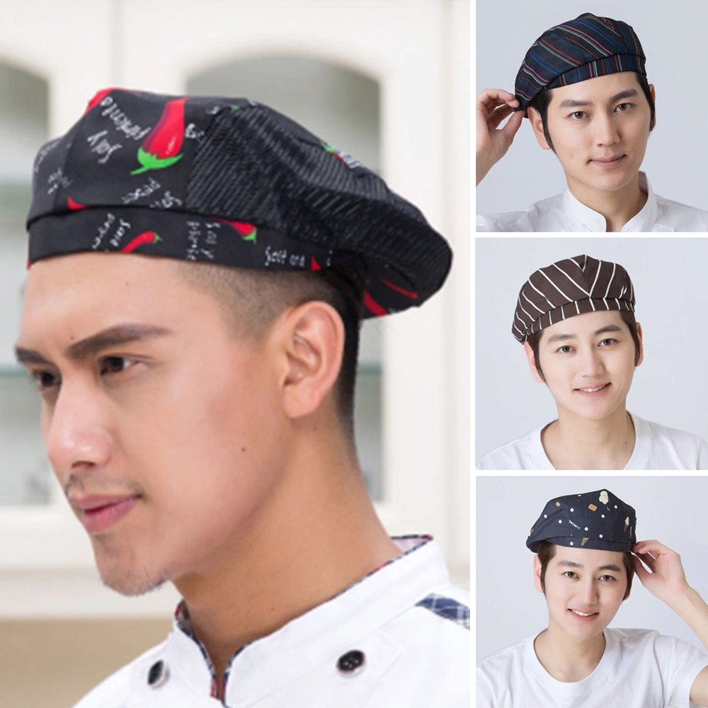 Beret Hat Breathable Ultra-Light Super Soft Exquisite Pattern Wear Resistant Decorative Cotton Blend Men Women Mesh Patchwork Chef Beret Hat for Hotel