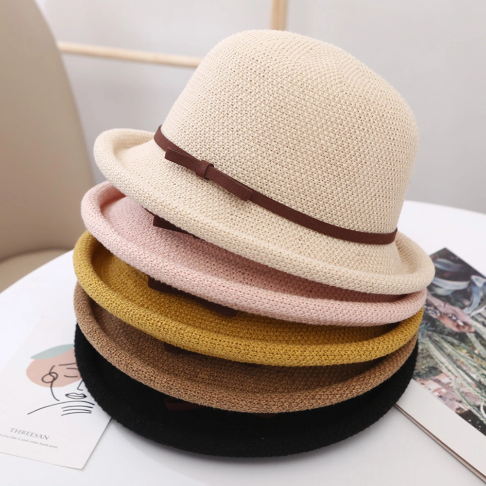 Outdoor Hat Round Top Rolled Edge Trendy Soft Fine Workmanship Daily Wear Lightweight Weave Design Fisherman Hat Summer Accessories