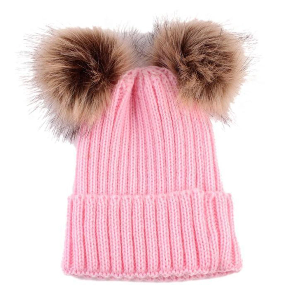 Newborn Kids Baby Boy Girl Hat Winter Warm Fluffy Ball Crochet Knit Beanie Cap