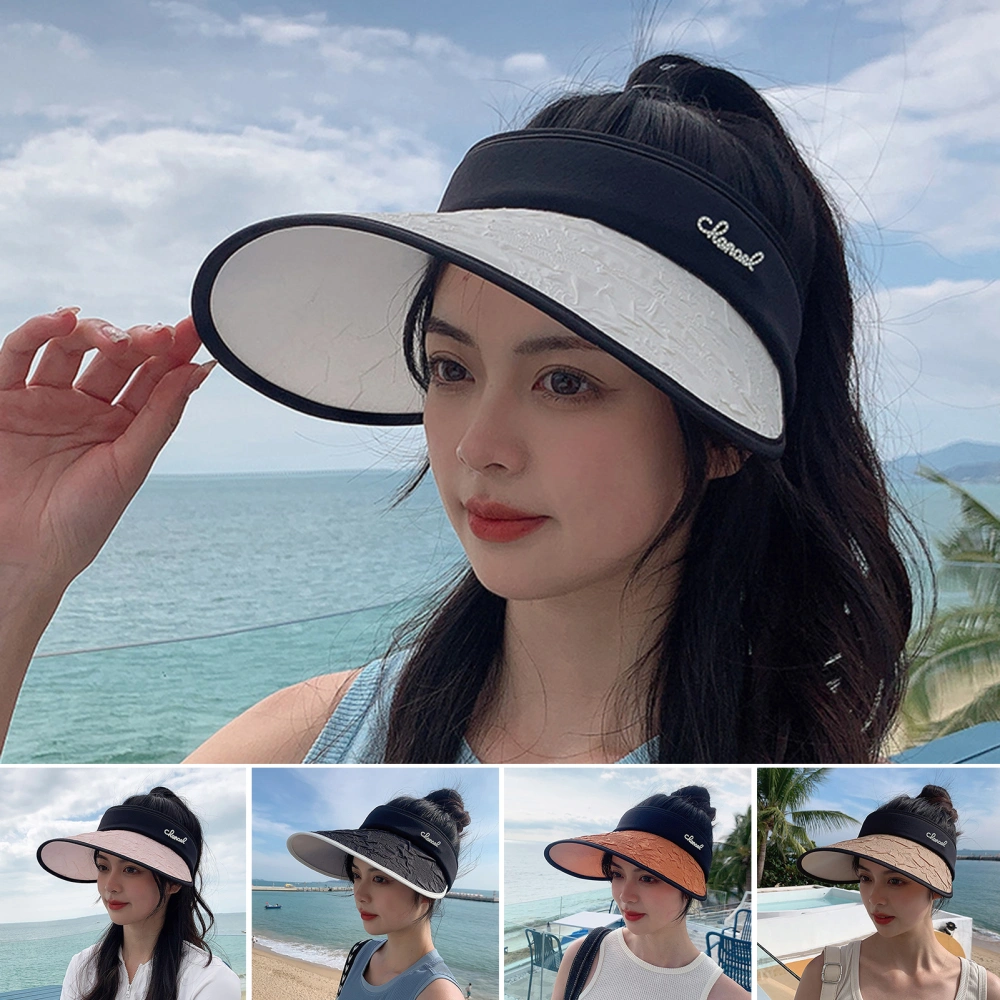 Women Sun Hat Empty Top Long Brim UV Protection Adjustable Lightweight Sunscreen Anti-slip Gardening Women Summer Hat Clothes Accessory