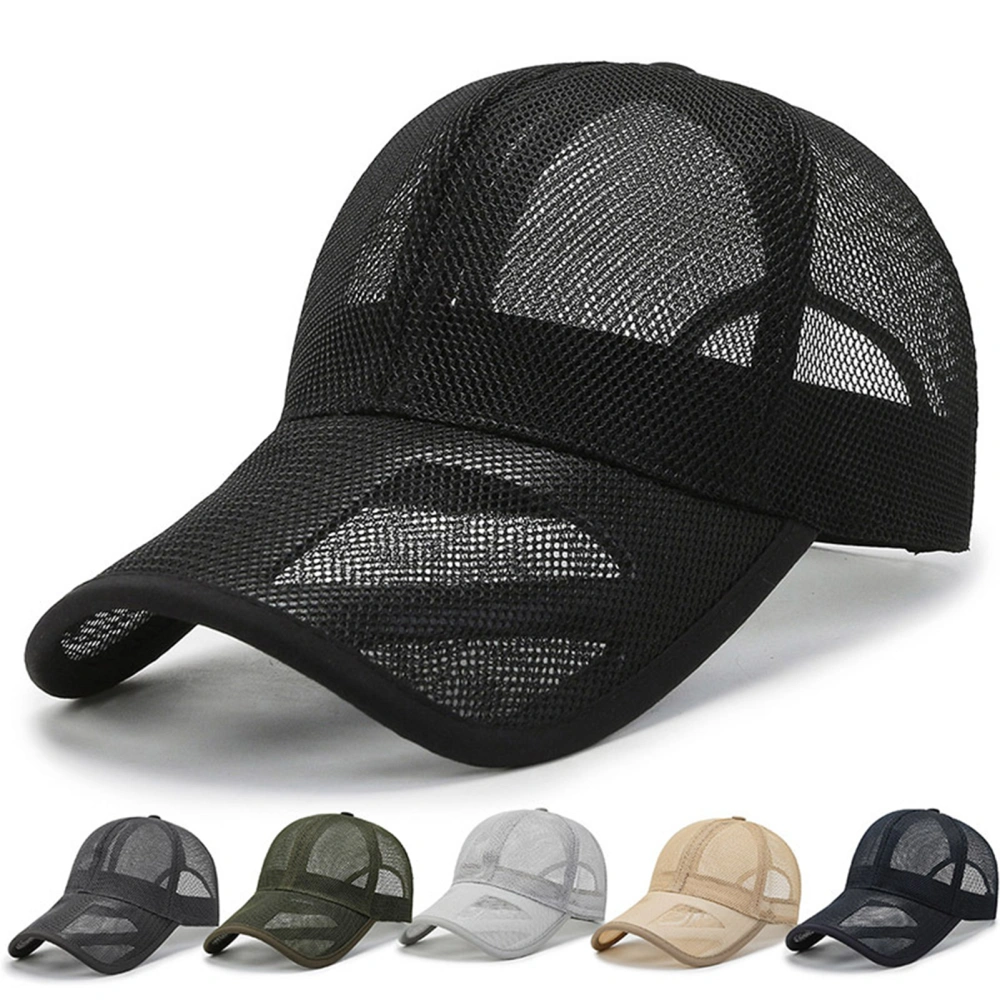 Men Baseball Hat Hollow Out Mesh Breathable Quick-drying Solid Color Sunscreen Adjustable Outdoor Golf Sun Hat Headwear