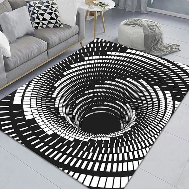 3D Visual Vortex Bedroom Covered With Carpet