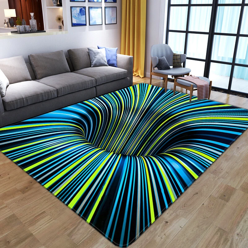 3D Visual Vortex Bedroom Covered With Carpet