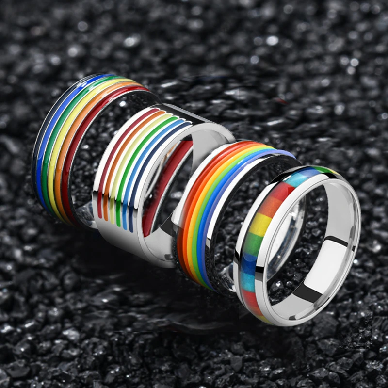 Bisexual Rainbow Stainless Steel Hoop Ring