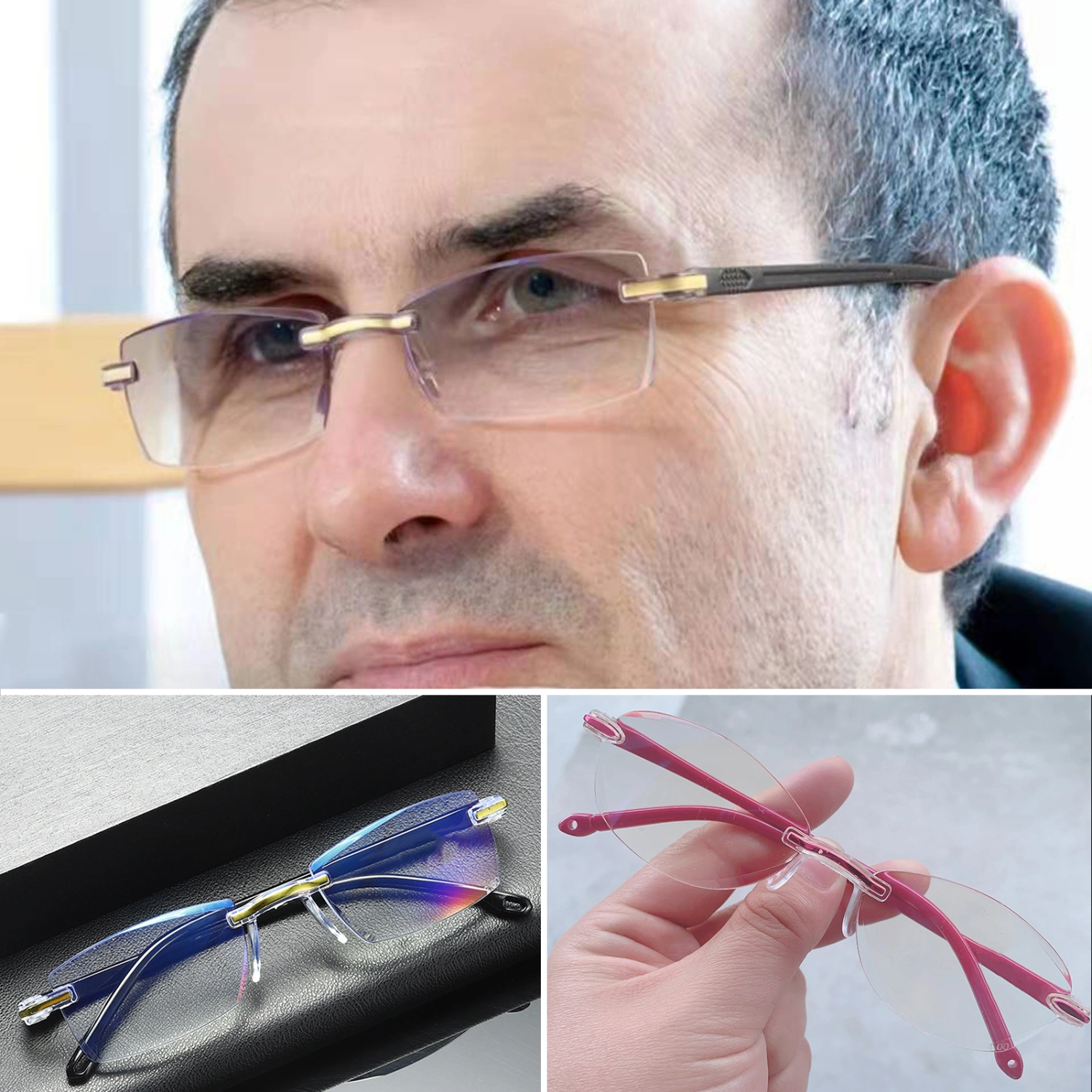 Reading Glasses Frameless Anti-scratch Everyday Wear Compact Women Men Clear Reading Glasses for Work