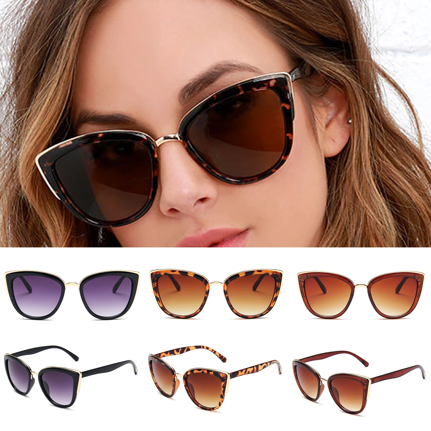 Women Sunglasses Gradient Shock Resistance Female Anti-UV Portable Sunglasses for Taking Photos
