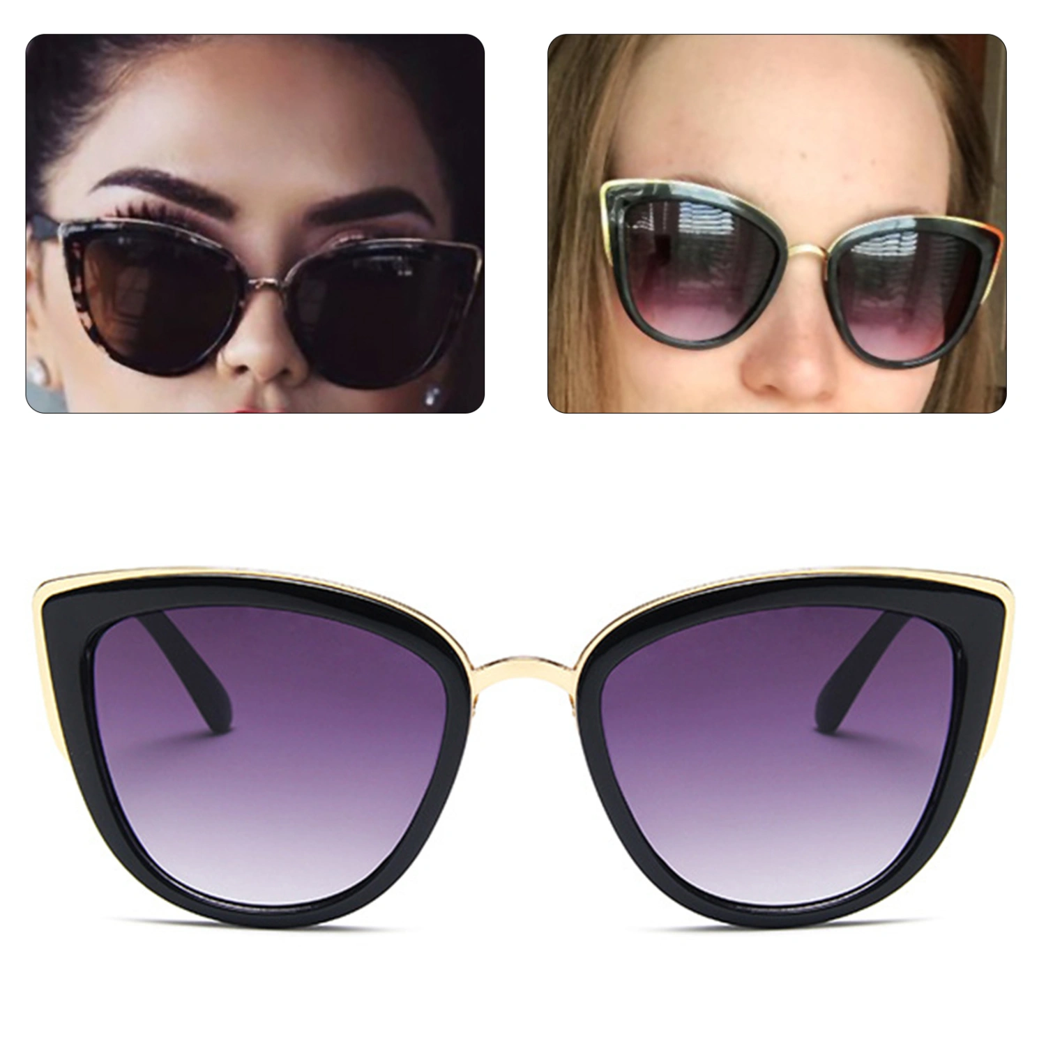 Women Sunglasses Gradient Shock Resistance Female Anti-UV Portable Sunglasses for Taking Photos