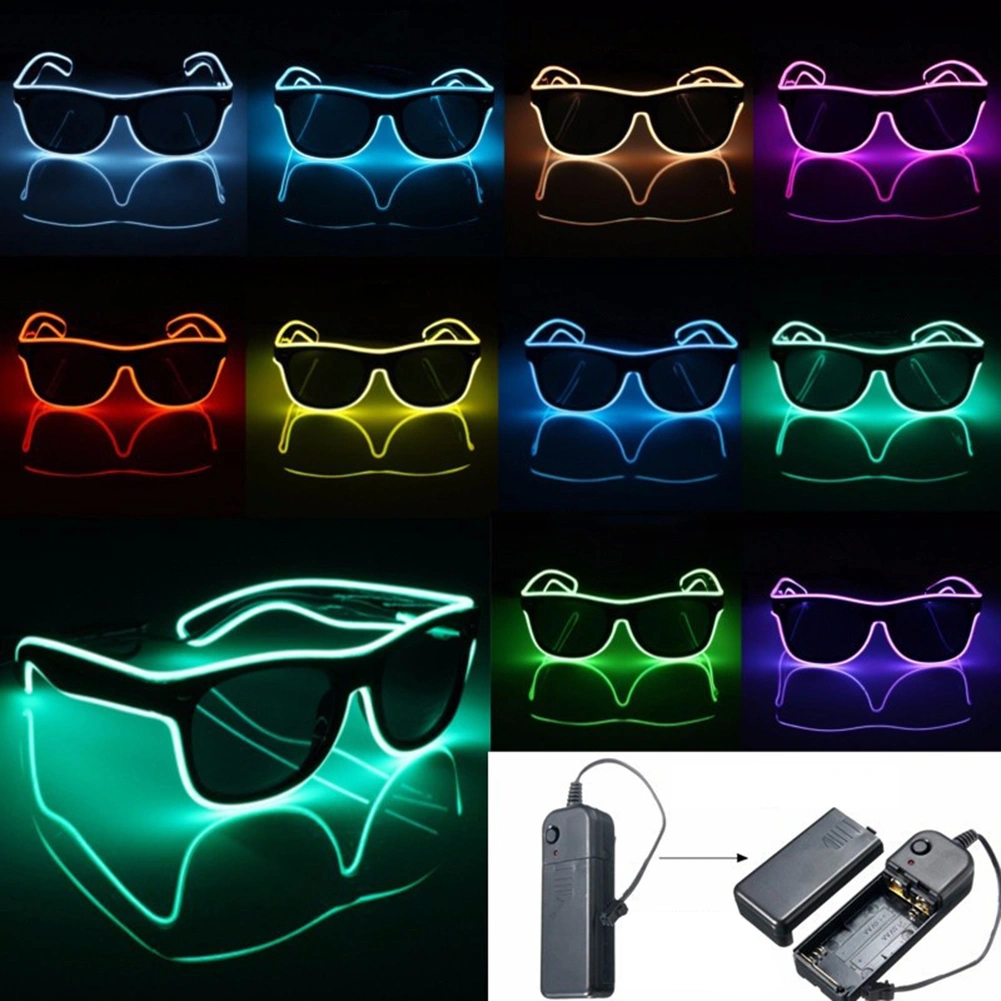 LED EL Wire Glasses Light Up Glow Sunglasses Eyewear Shades for Nightclub Party