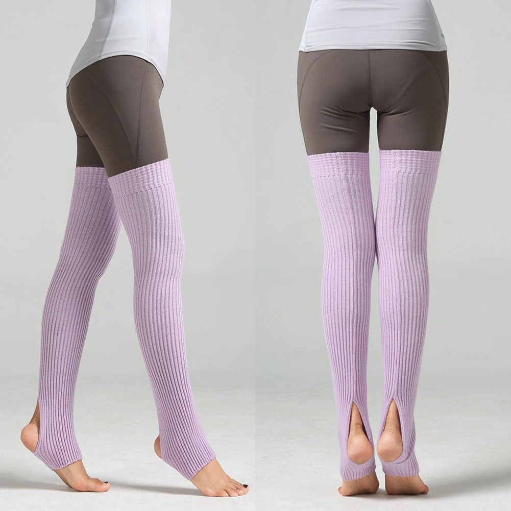 Winter Thigh High Women Knitted Leg Warmers Boots Over Knee Step On Foot Socks