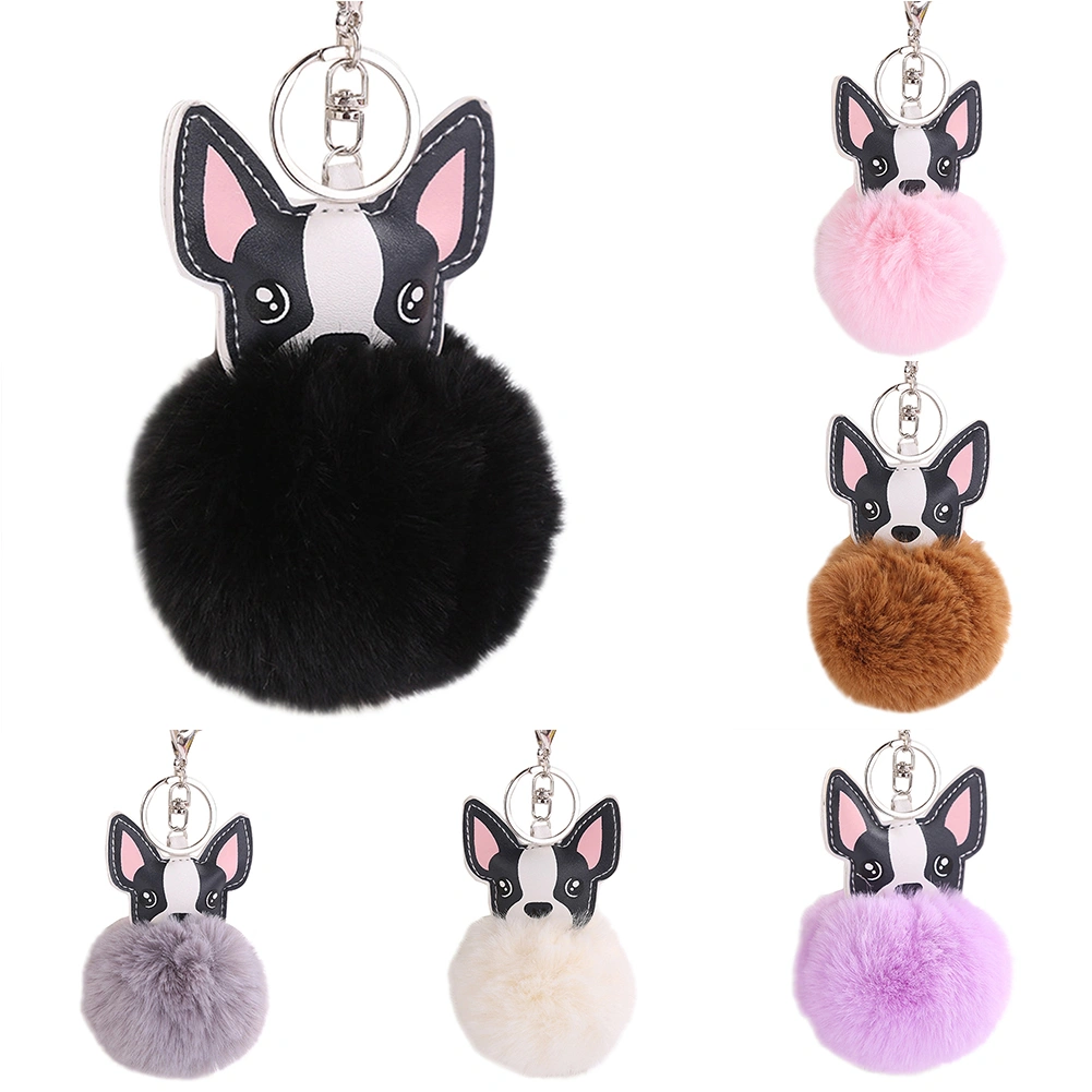 Cute Fluffy Ball Dog Key Chain Women Bag Pendant Hanging Decoration Keyring