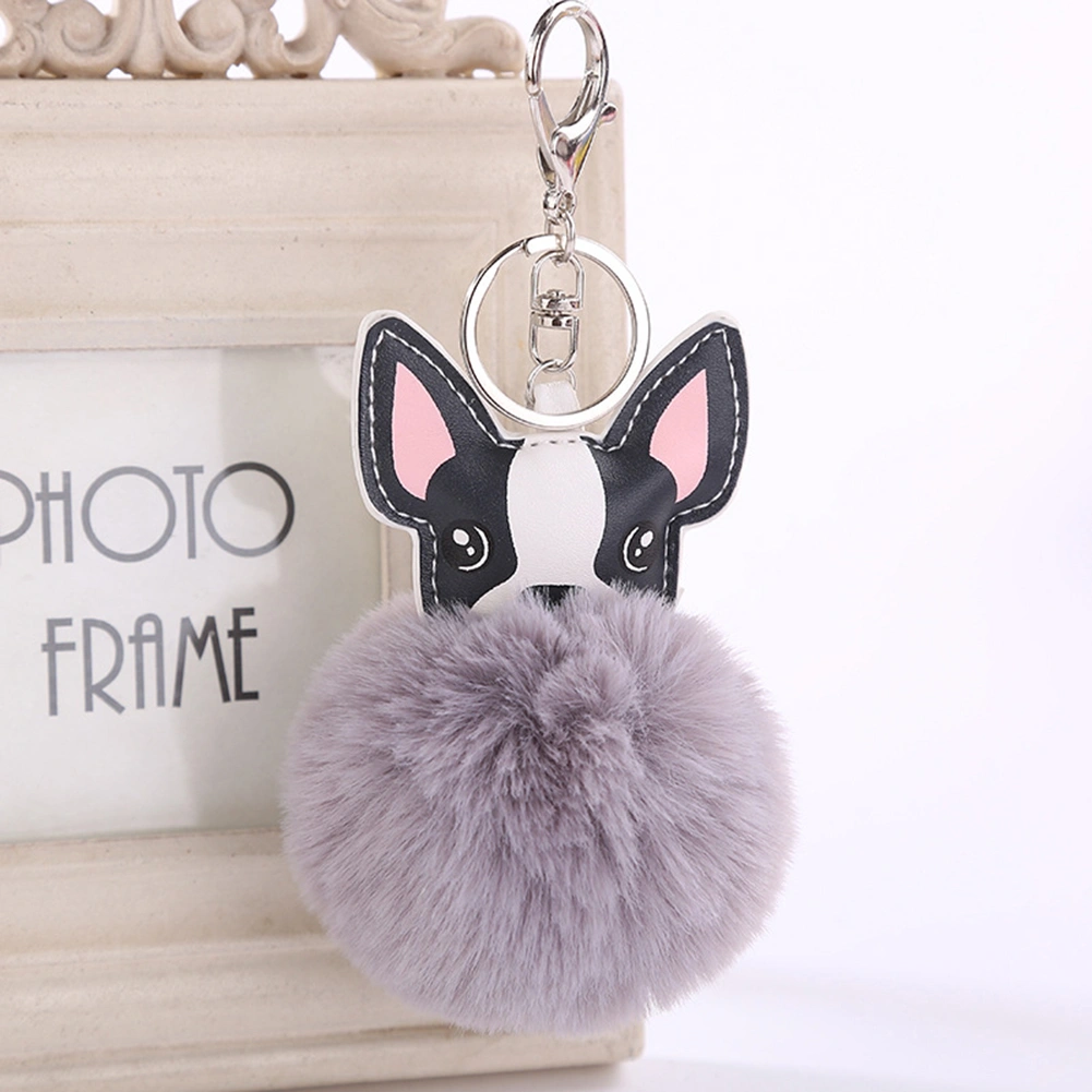 Cute Fluffy Ball Dog Key Chain Women Bag Pendant Hanging Decoration Keyring