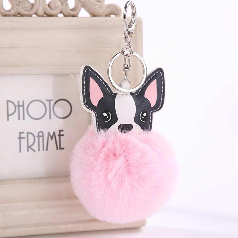 Cute Fluffy Ball Dog Key Chain Women Bag Pendant Hanging Decoration Keyring