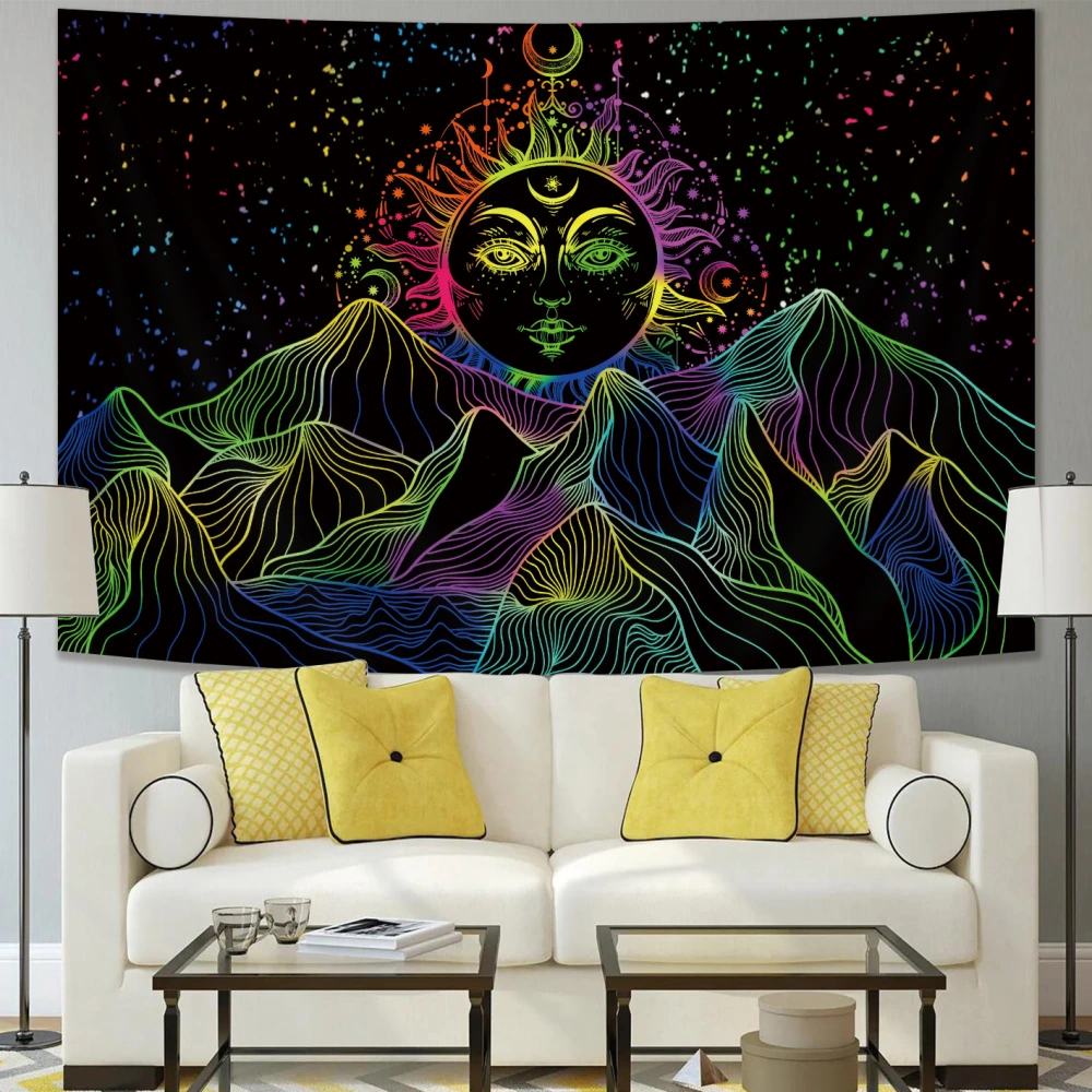 Living Room Bedroom Sun Fluorescent Digital Print Tapestry