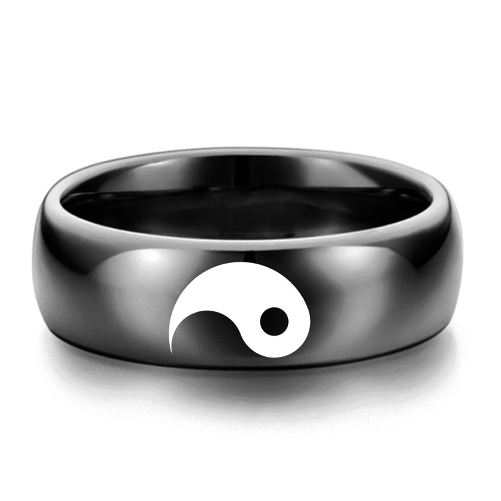Men Women Yin Yang Sign Band Fashion Titanium Steel Ring Lover Couple Jewelry