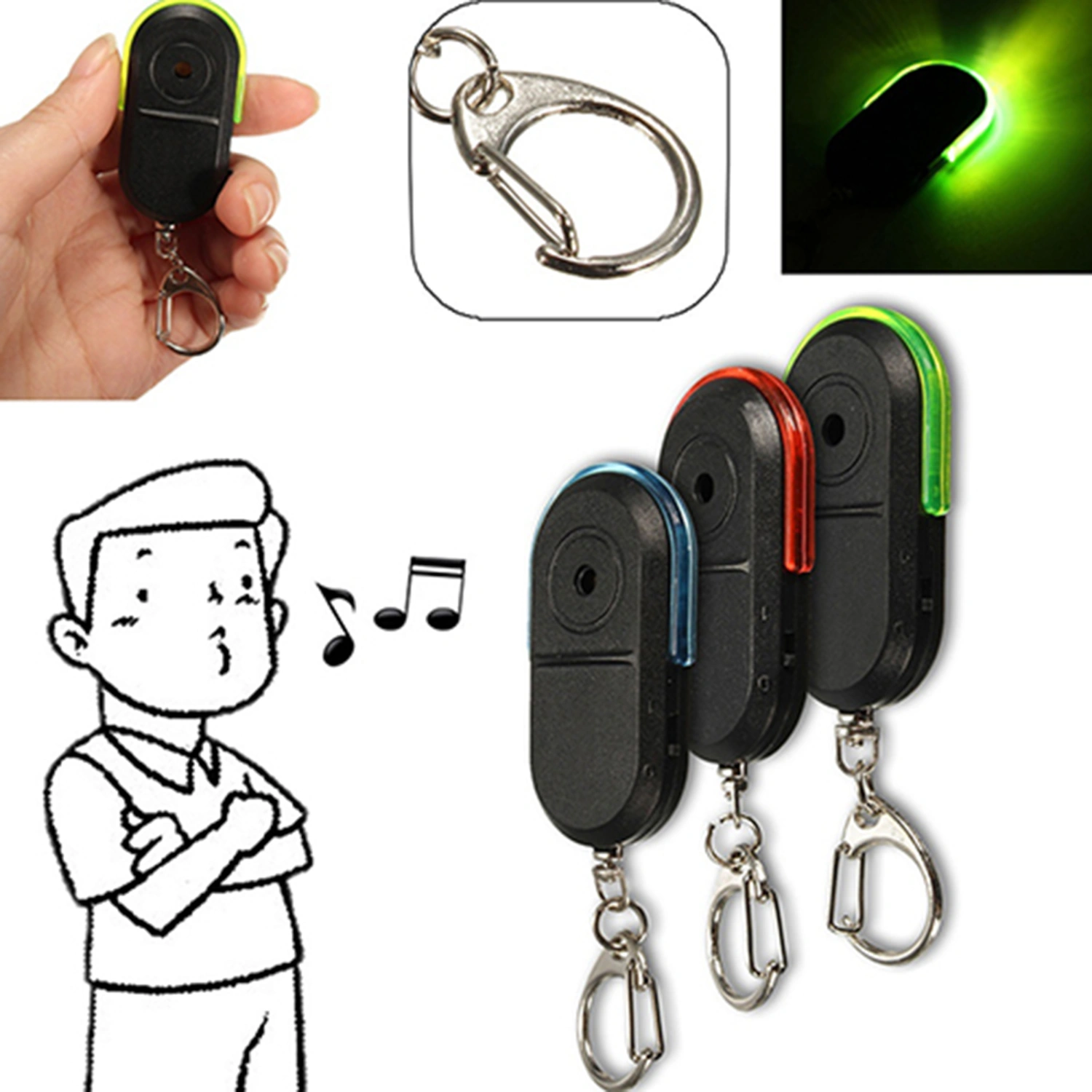 Key Finder Wireless Anti-lost Compact Voice Control LED Smart Locator for Wallet Car
