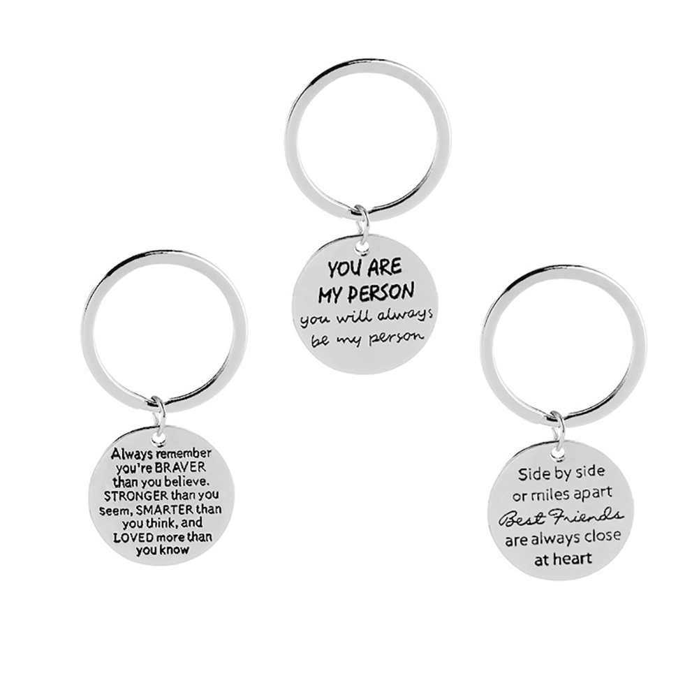 You Are My Person Letter Carving Round Pendant Key Ring Friendship Gift Keychain