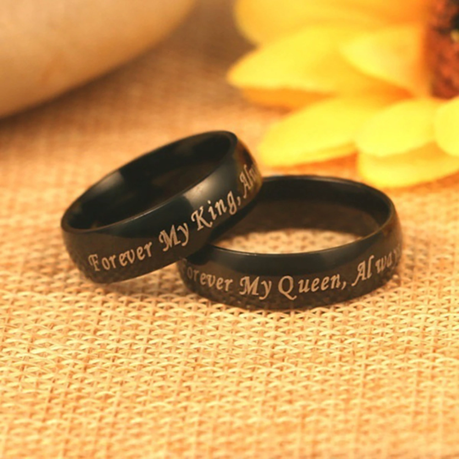 Couple Rings Letter Design Jewelry Gift Titanium Steel Always Your Queen Promise Rings for Party