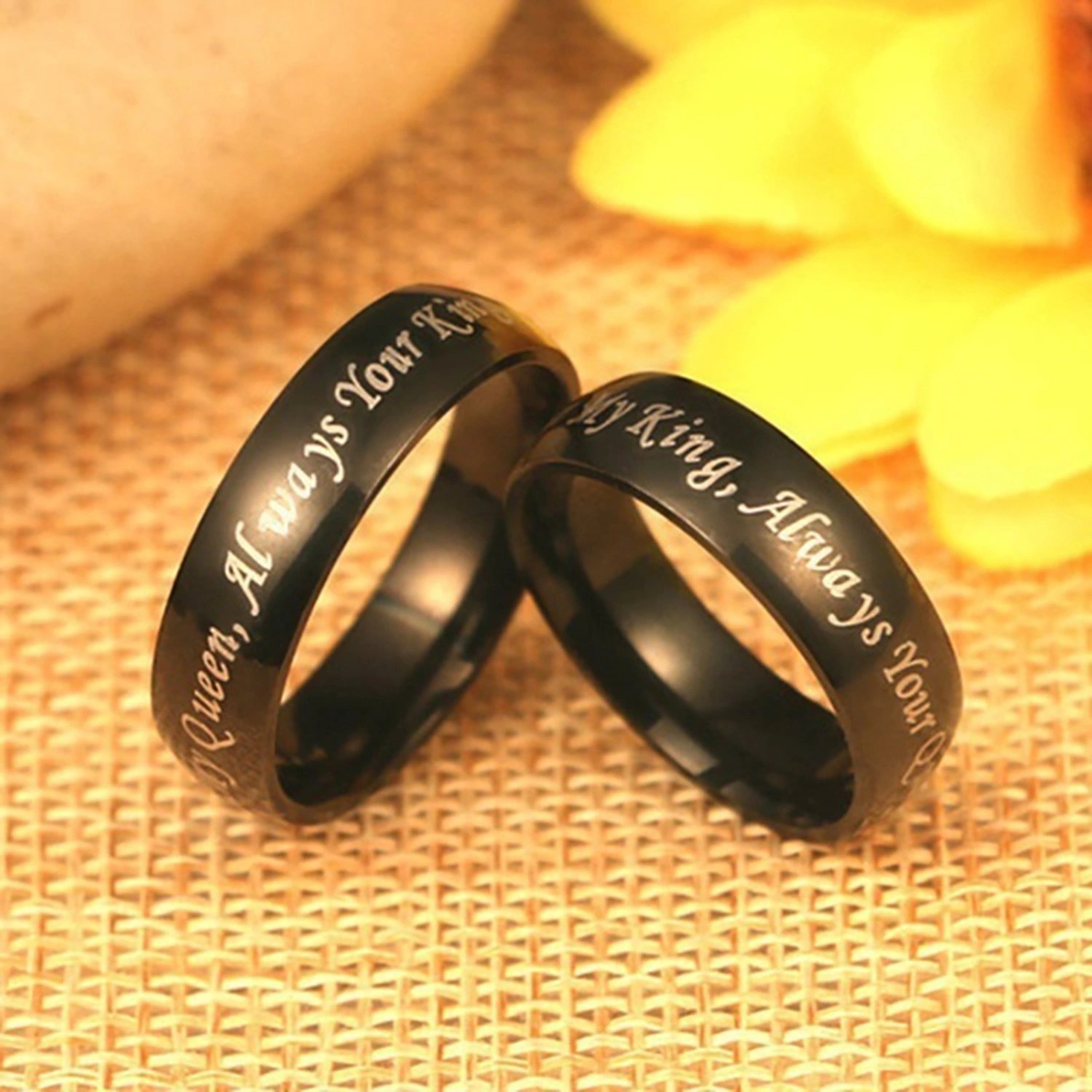Couple Rings Letter Design Jewelry Gift Titanium Steel Always Your Queen Promise Rings for Party