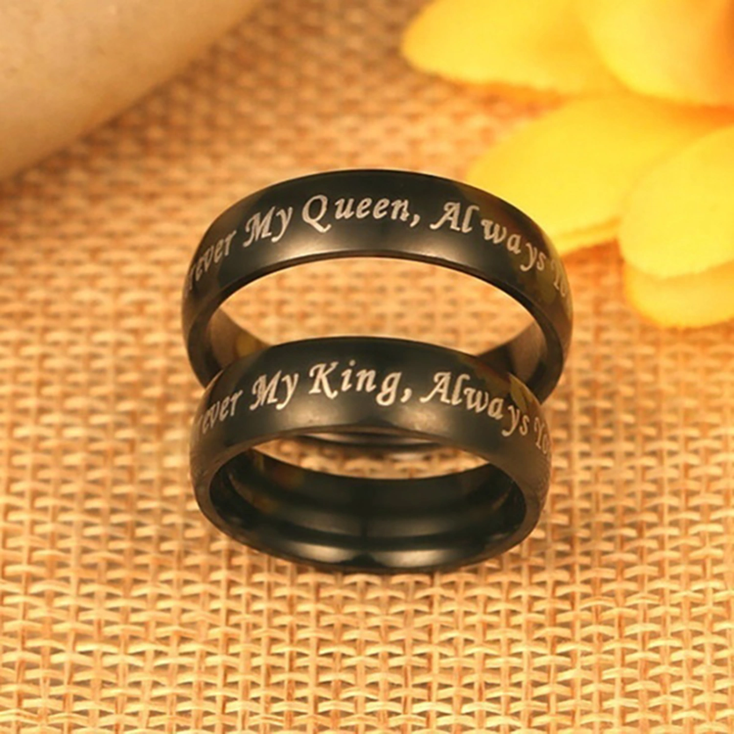 Couple Rings Letter Design Jewelry Gift Titanium Steel Always Your Queen Promise Rings for Party