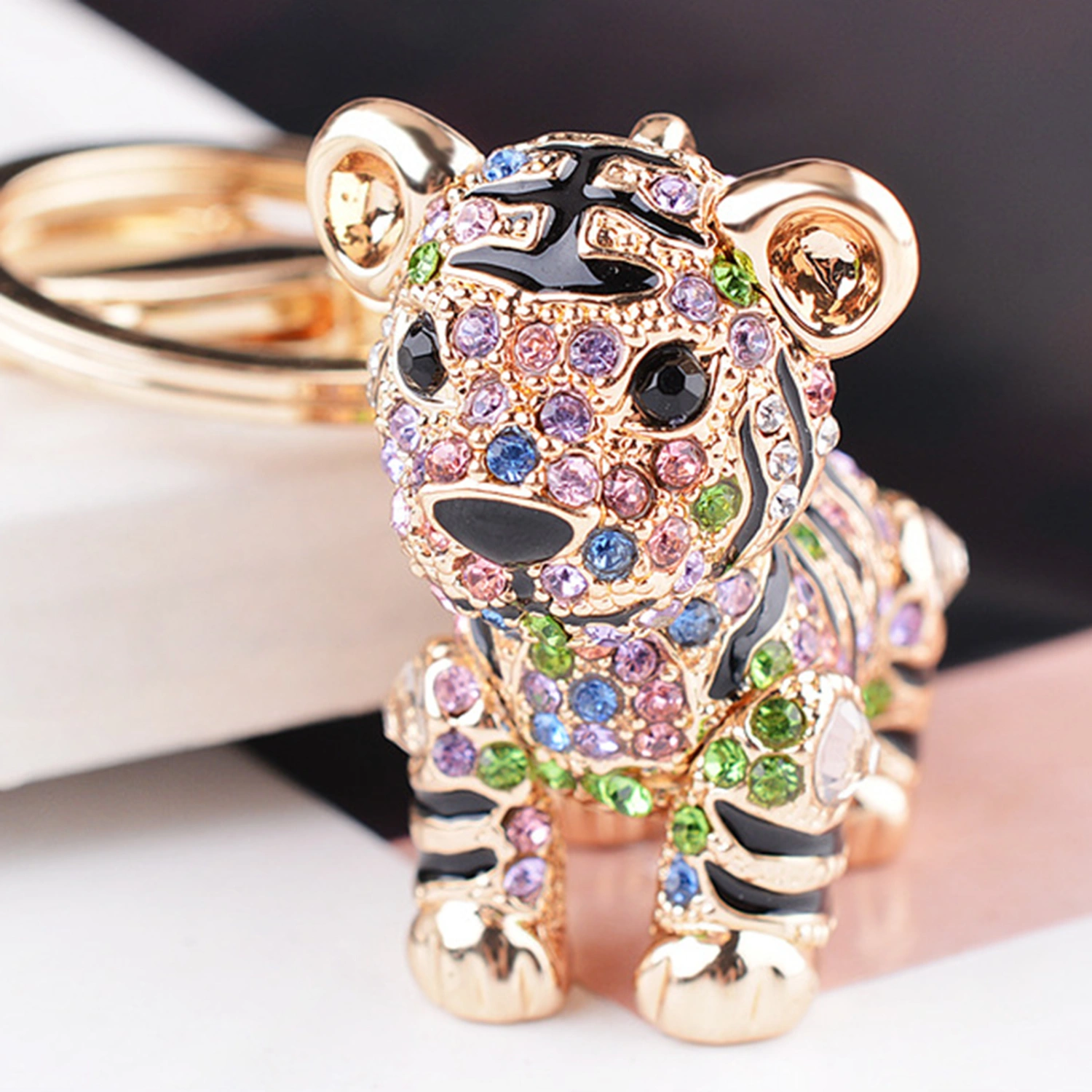 Decorative Key Chain Perfect Gifts Alloy Animal 3D Tiger Shape Keyring for Home