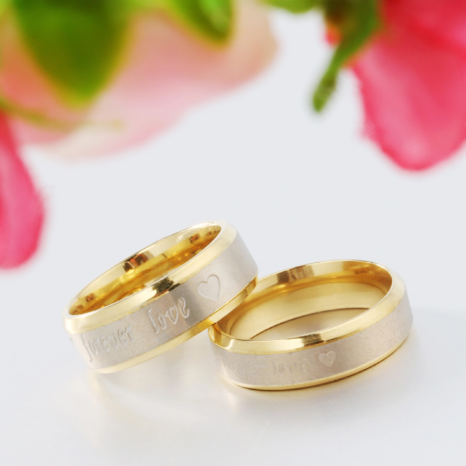 Heart Ring Decorative Comfortable Odorless Couples Matching Promise Rings for Birthday Present