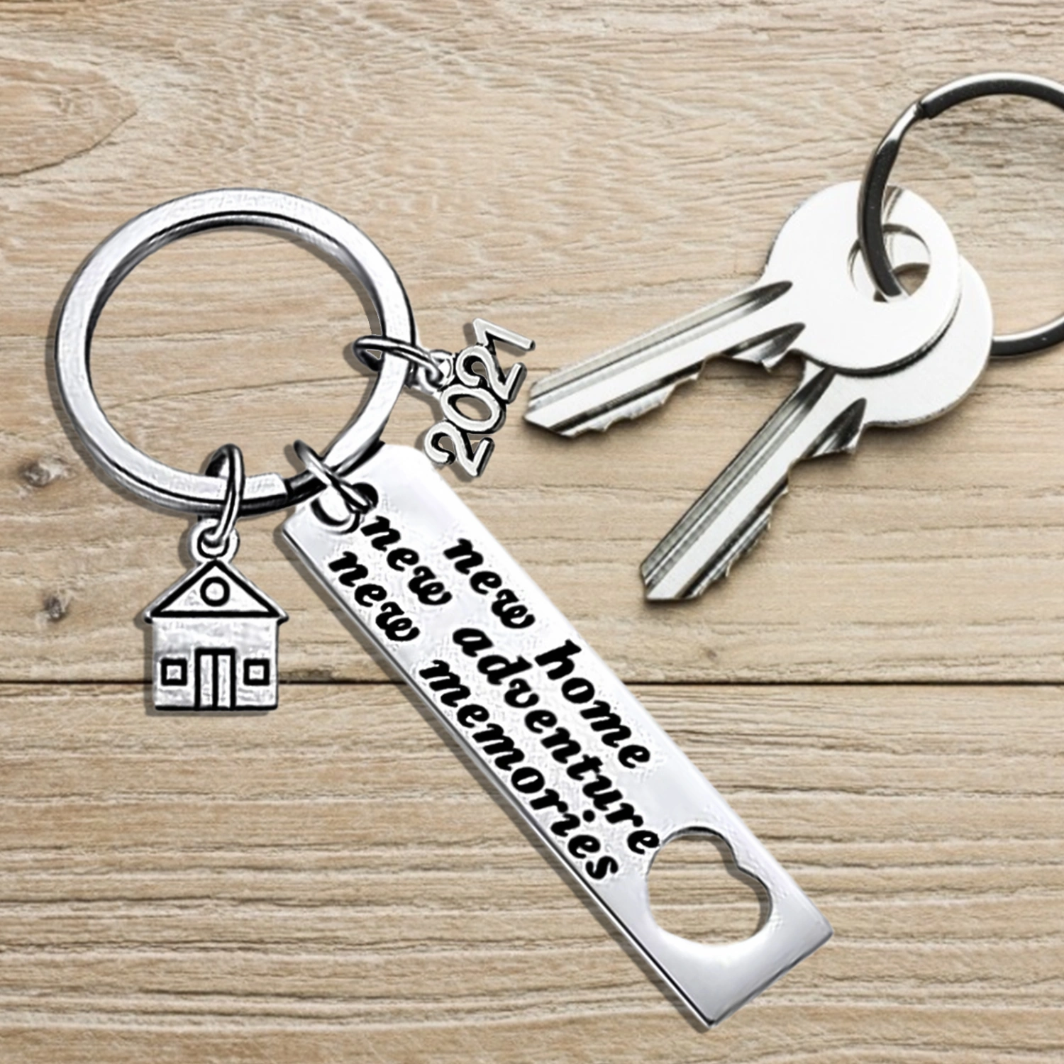 2021 New Home New Adventure Stainless Steel Key Chain Moving Housewarming Gift