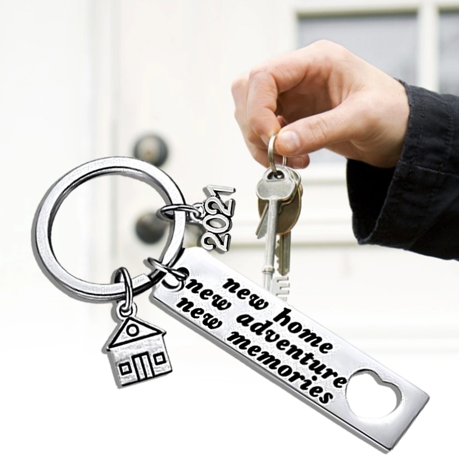 2021 New Home New Adventure Stainless Steel Key Chain Moving Housewarming Gift