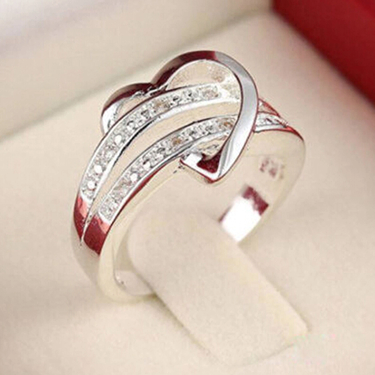 Ring Luxury Gorgeous Heart Shape Engagement Classic Bridal Ring for Gift