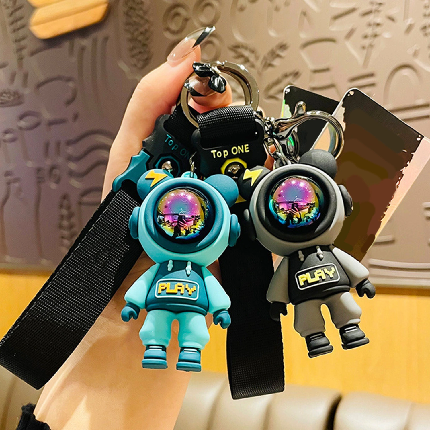 Exquisite Key Chain Perfect Gifts PVC Lightning Bear Shape Keyring Holder for Daily