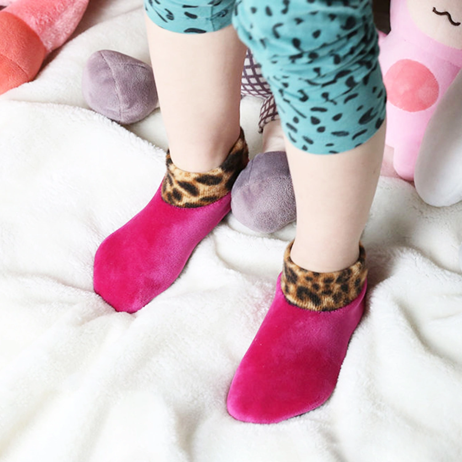 Children Super Soft Warm Bed Non-Slip Home Indoor Thick Slippers Floor Socks
