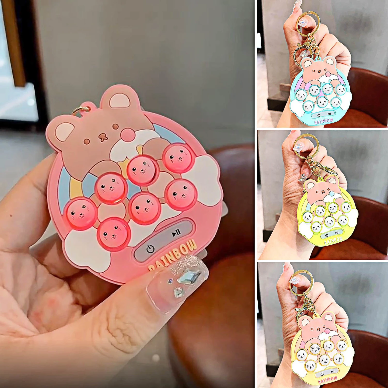 Electronic Sensory Toy Portable Interesting Educational Key Chain Handheld Funny Mini Hamster Memory Game for Children