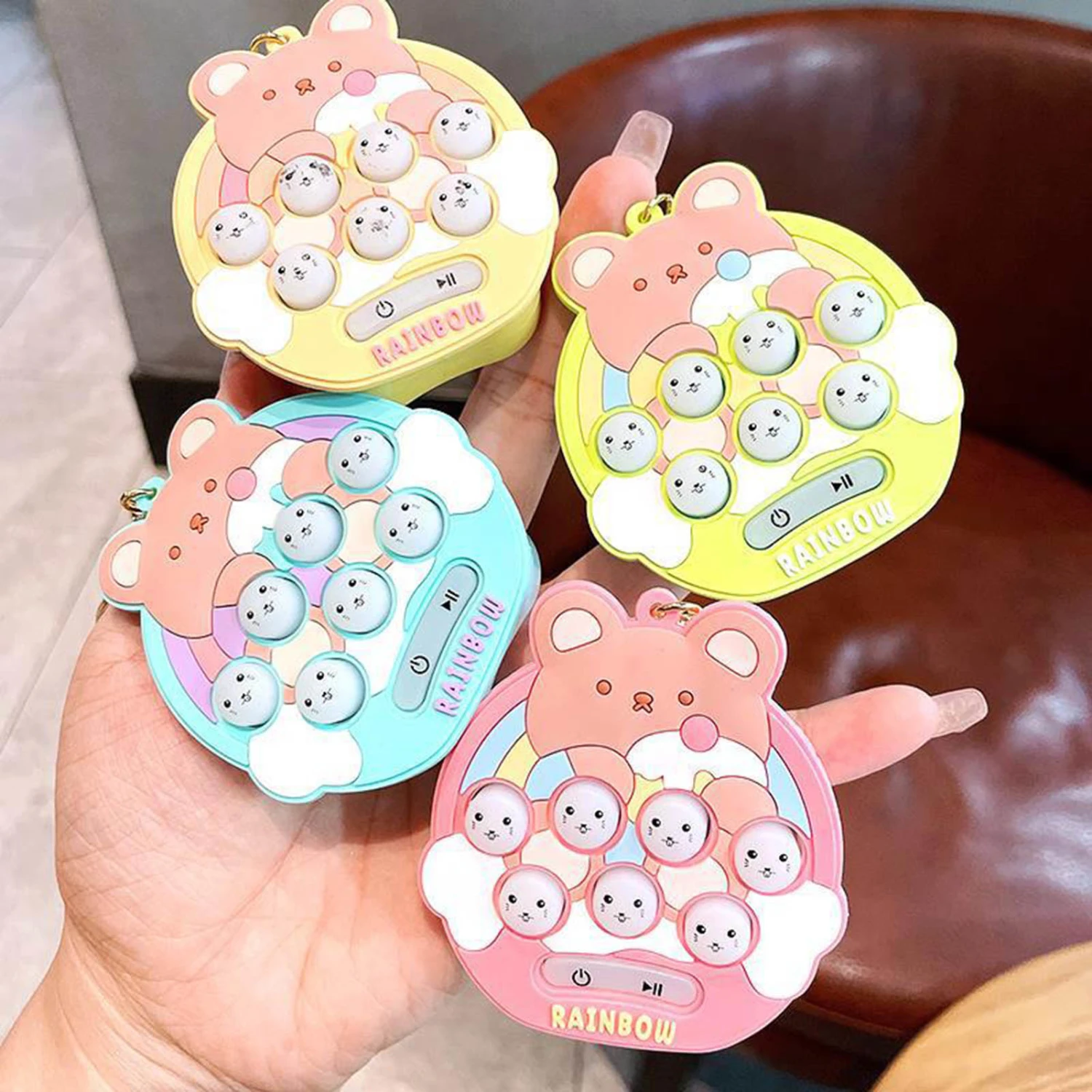 Electronic Sensory Toy Portable Interesting Educational Key Chain Handheld Funny Mini Hamster Memory Game for Children