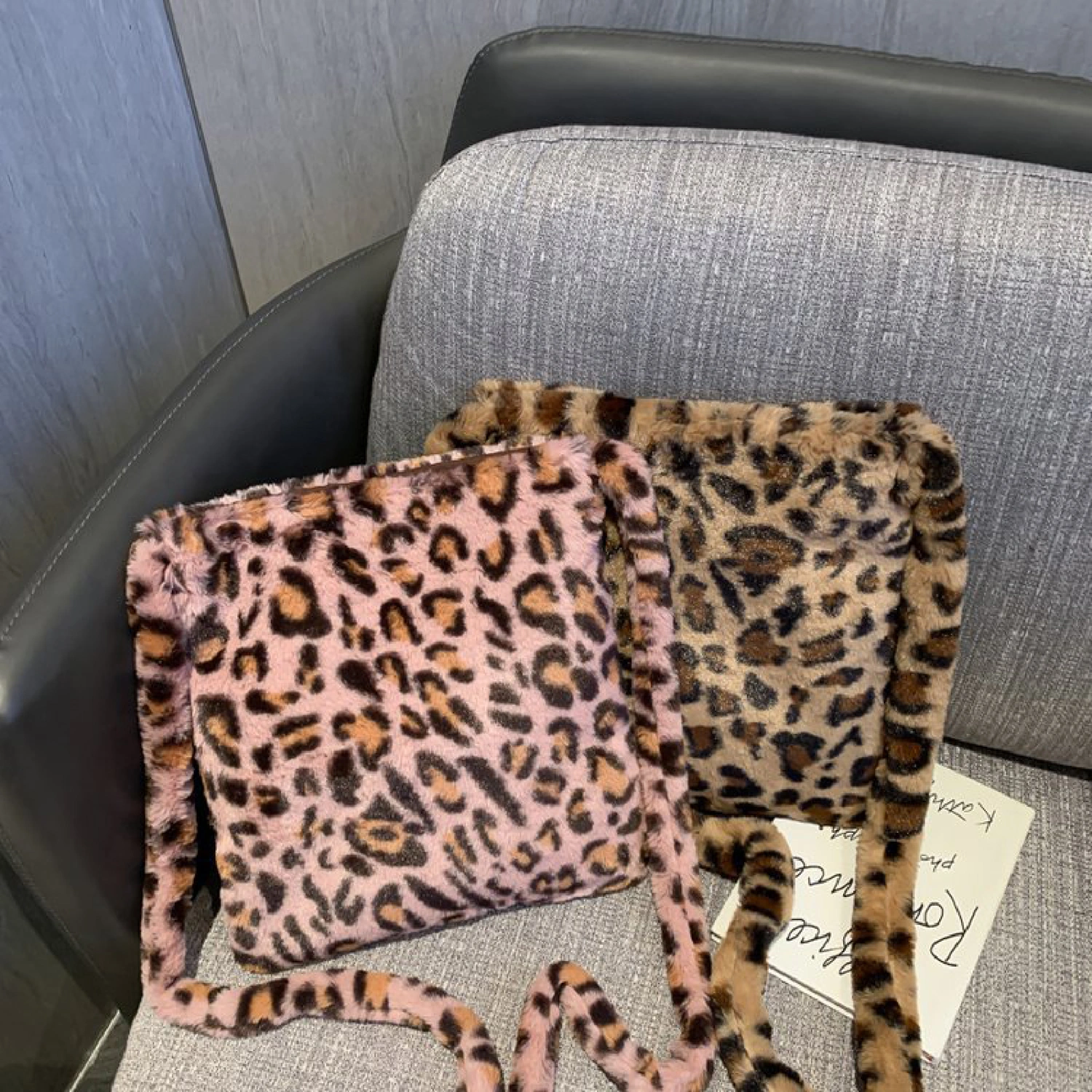 Crossbody Bag Women Leopard Print Plush Soft Shoulder Messenger Bag Shopping Bag