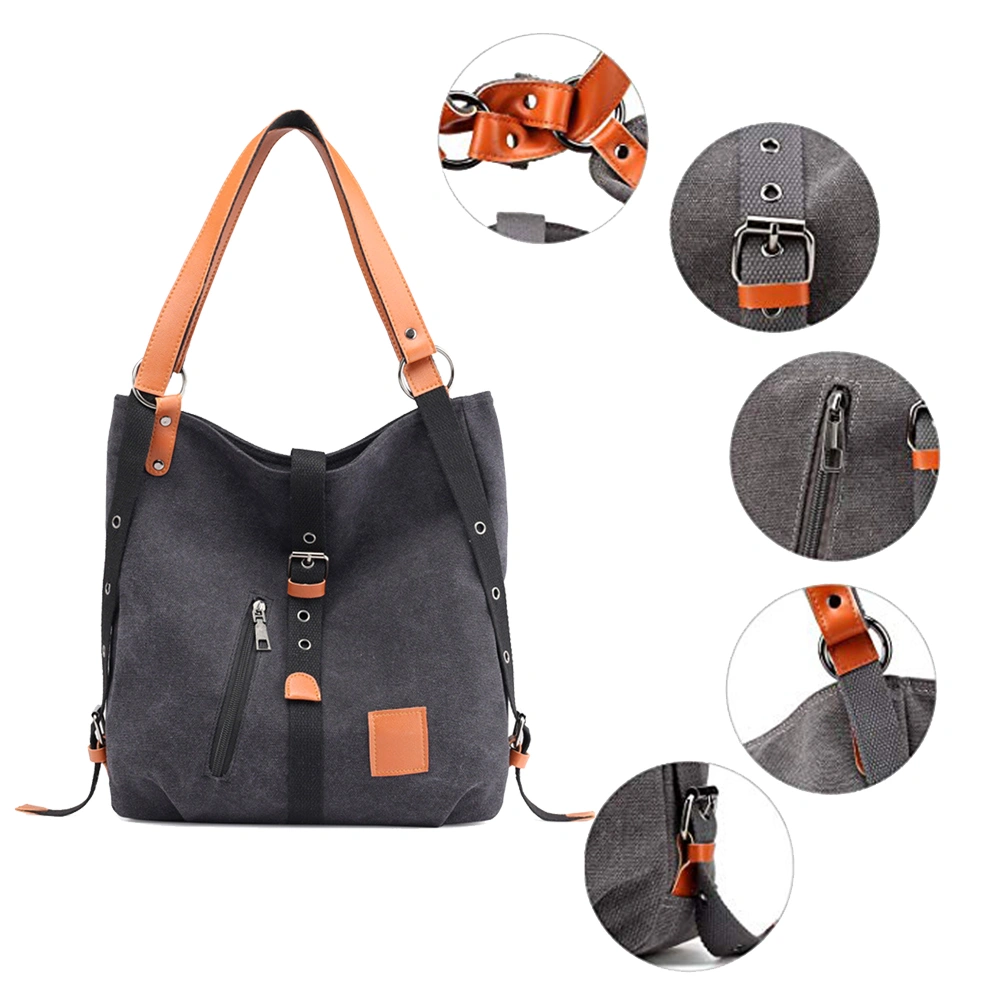Casual Women's Convertible Large Capacity Tote Shoulder Bag Canvas Backpack