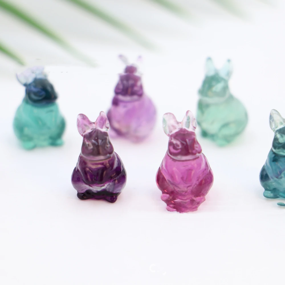 Natural Crystal Fluorite Rabbit Carving Ornament