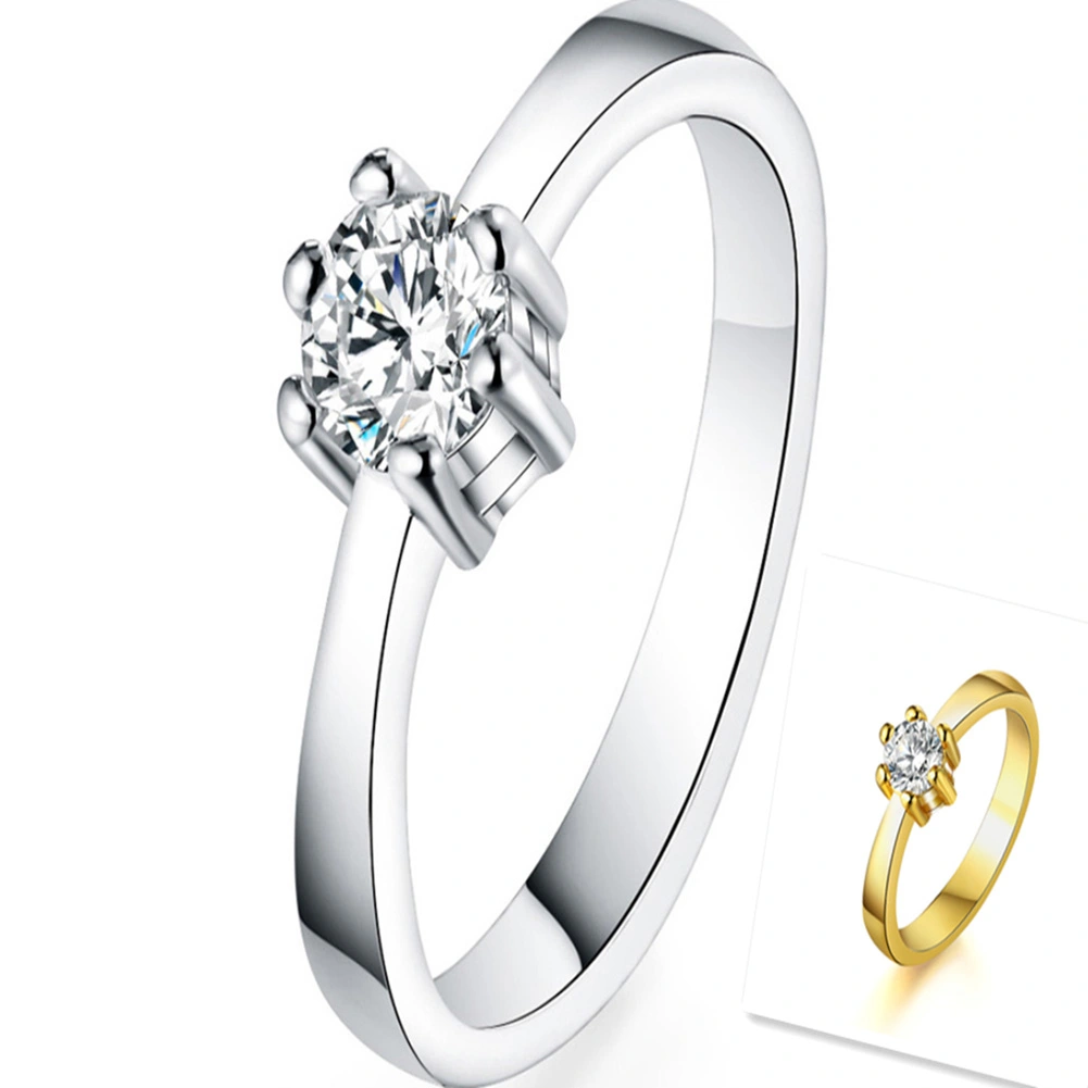 Fashion Women Cubic Zirconia Plated Wedding Engagement Finger Ring Jewelry Gift