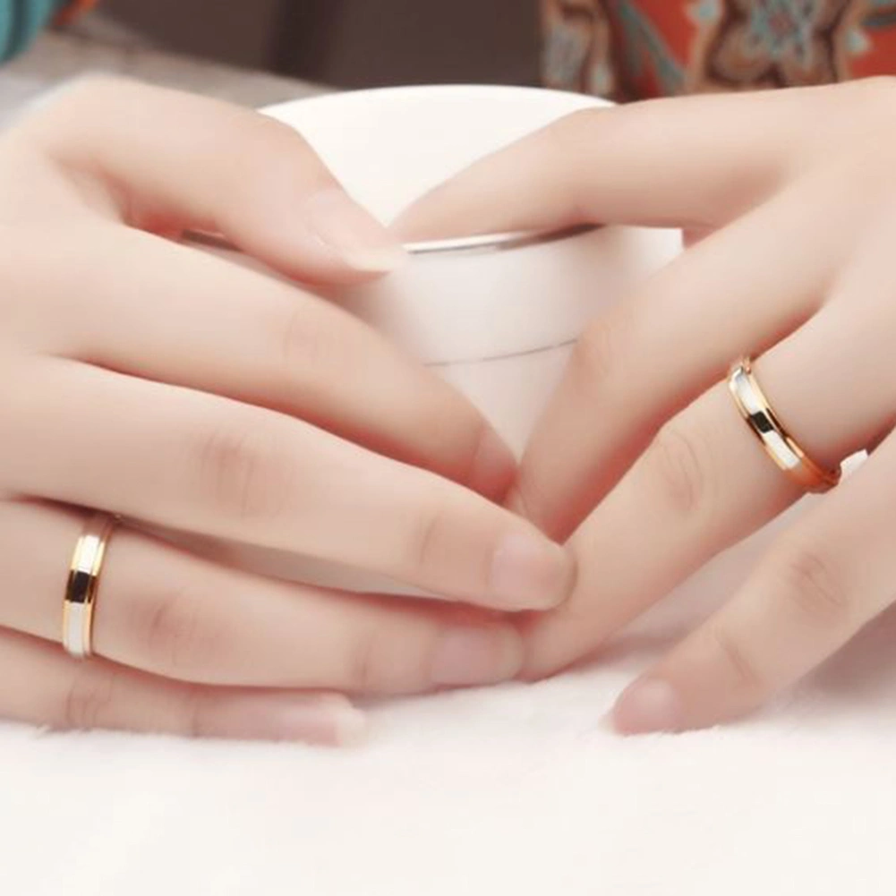 Fashion Lover Couples Women Titanium Steel Engagement Wedding Ring Band Jewelry