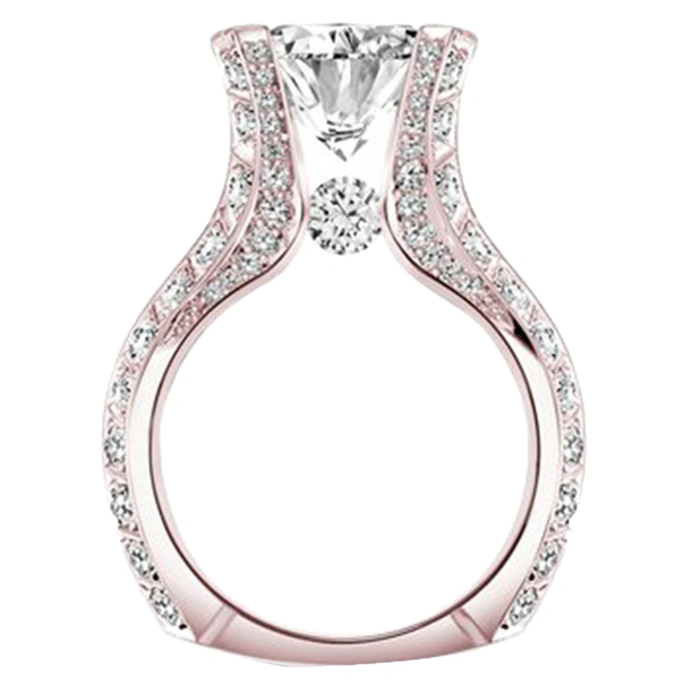 Luxury Shiny Cubic Zirconia Rhinestone Inlaid Ring Bridal Wedding Jewelry Gift