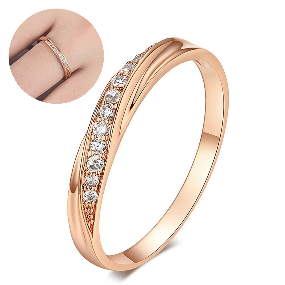 Round Cubic Zirconia Inlaid Women Wedding Engagement Finger Ring Jewelry Gift