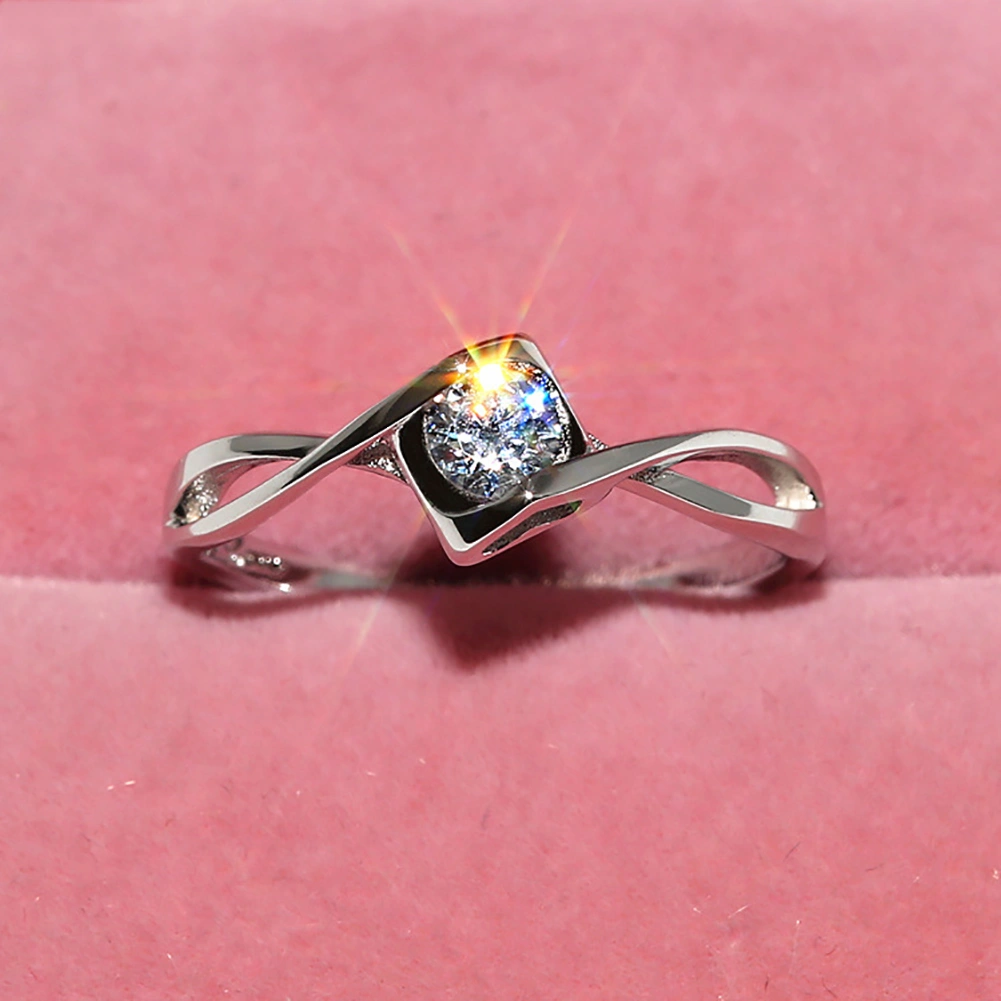 Fashion Hollow Cubic Zirconia Women Engagement Wedding Band Finger Ring Jewelry