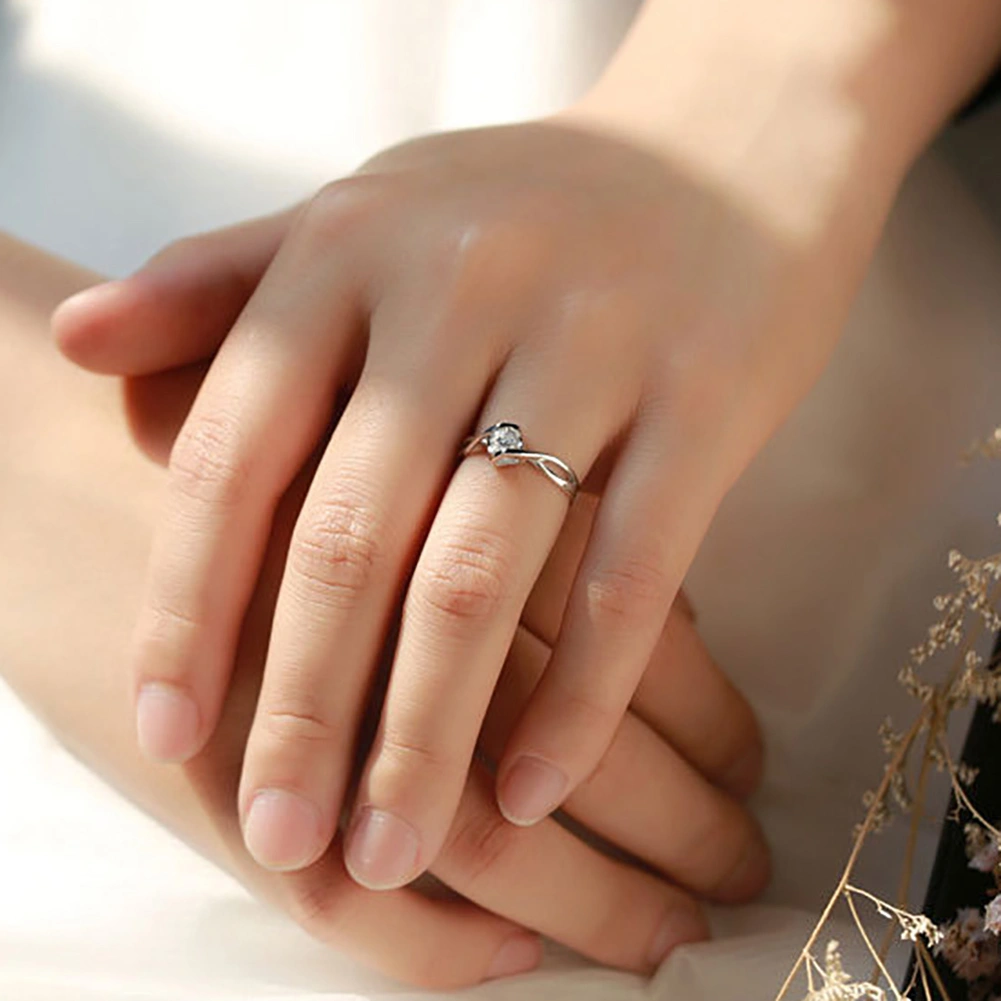 Fashion Hollow Cubic Zirconia Women Engagement Wedding Band Finger Ring Jewelry