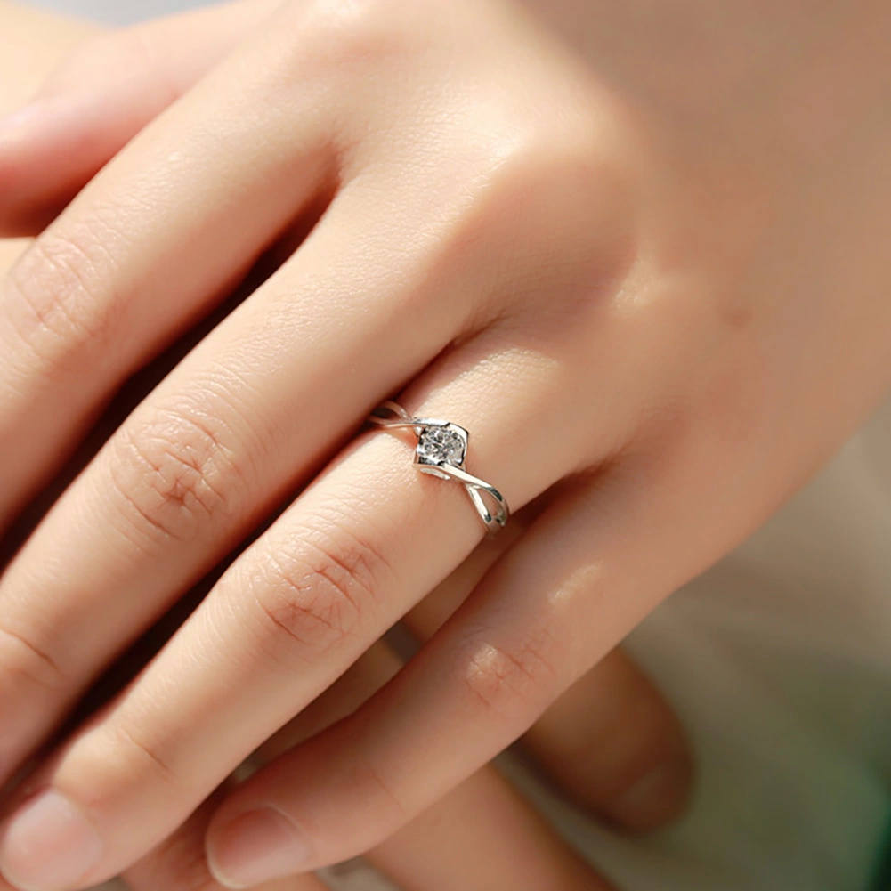 Fashion Hollow Cubic Zirconia Women Engagement Wedding Band Finger Ring Jewelry