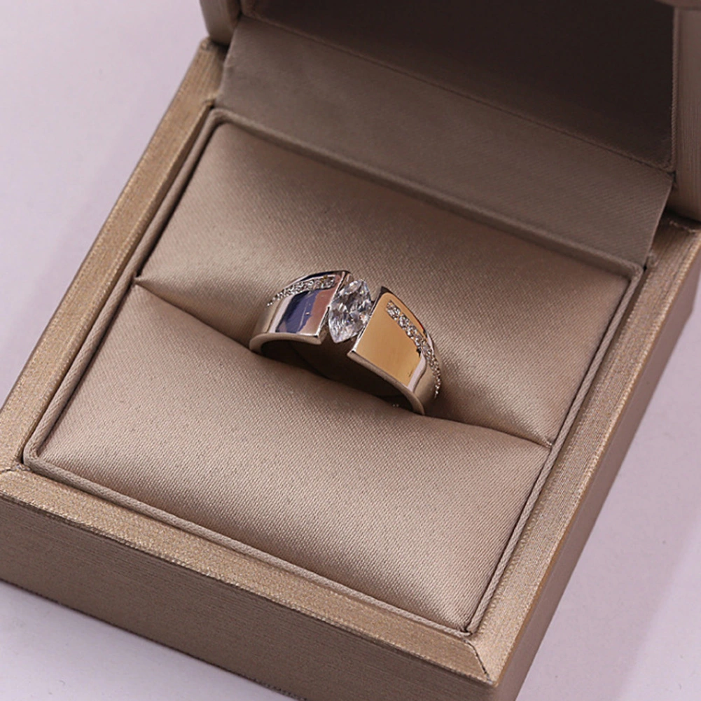 Fashion Women Marquise Cut Cubic Zirconia Geometric Ring Wedding Jewelry Gift