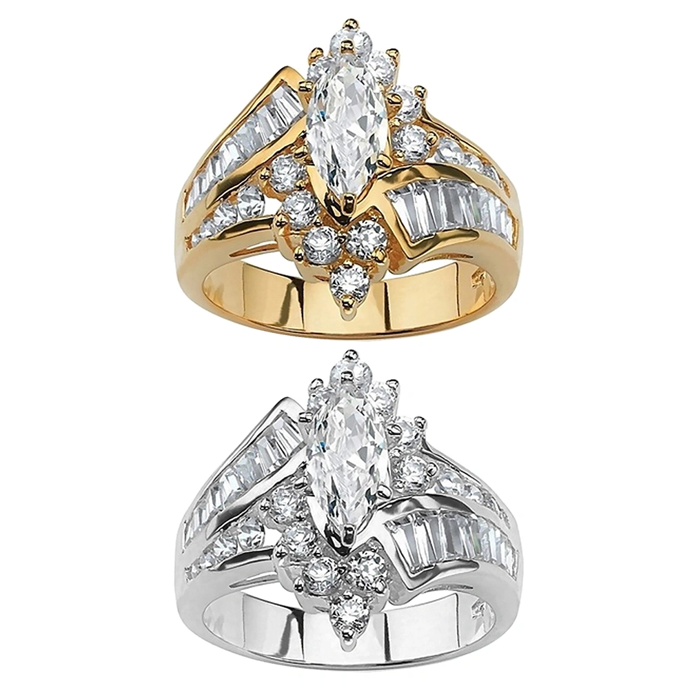 Women Marquise Cut Cubic Zirconia Engagement Anniversary Finger Ring Jewelry