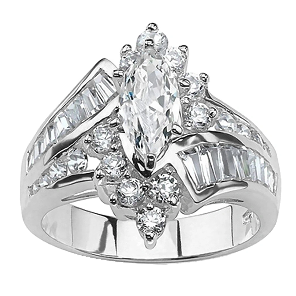 Women Marquise Cut Cubic Zirconia Engagement Anniversary Finger Ring Jewelry